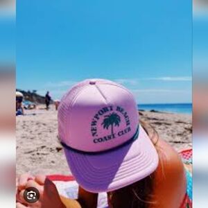 Mighty Fine Pastel Pink Newport Beach Coast Club Palm Trucker Hat